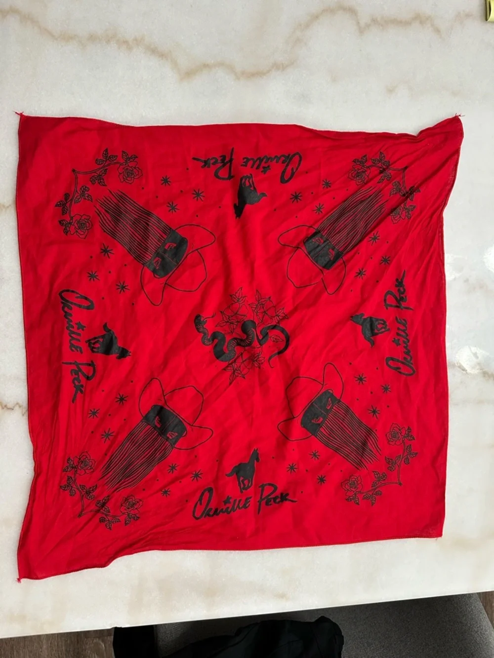 Red Bandana Scarf - Western Print - Picture 1 of 1